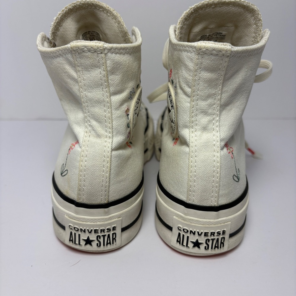 Converse Chuck Taylor All Star Lift Hi Floral Embroidery Egret 6 Fairycore Artsy - Picture 5 of 10